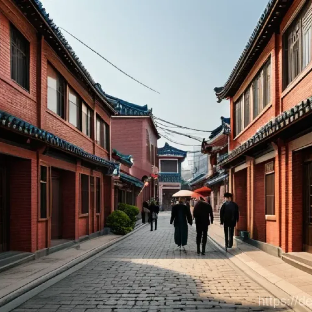 군산 근대건축 탐방 - A nostalgic street scene in Gunsan, South Korea, depicting the architectural blend of its colonial p...