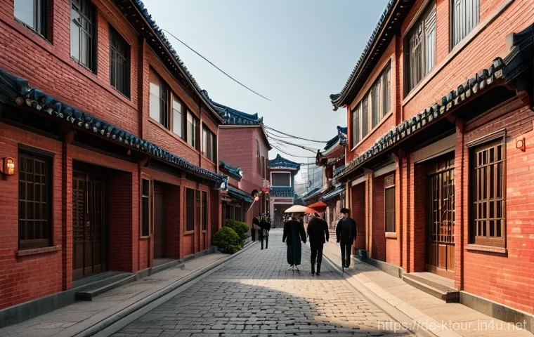 군산 근대건축 탐방 - A nostalgic street scene in Gunsan, South Korea, depicting the architectural blend of its colonial p...