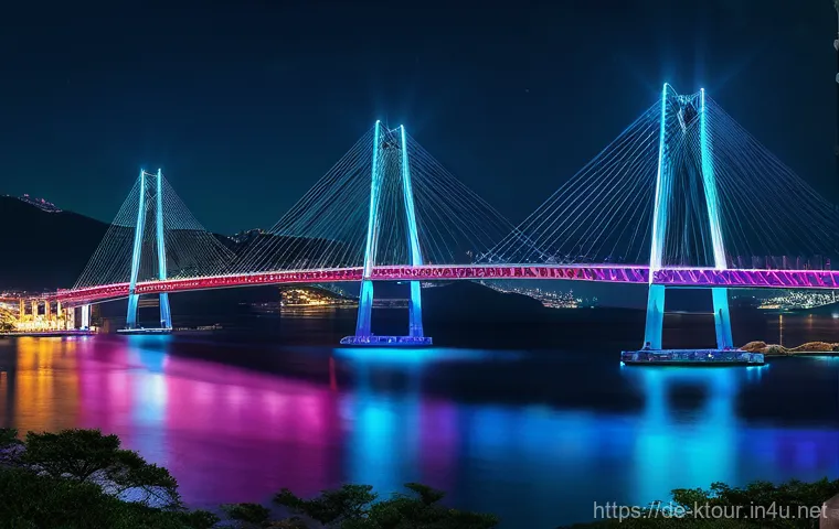 여수 돌산대교 야경 - **Dolsan Bridge Night Spectacle**
"A stunning panoramic night view of Yeosu, South Korea, from a...