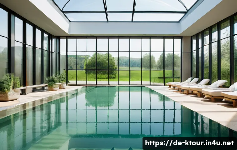 대전 유성온천 힐링 - **Image Prompt: Serene Thermal Immersion**
    "A wide-angle, inviting photograph inside a modern Ge...