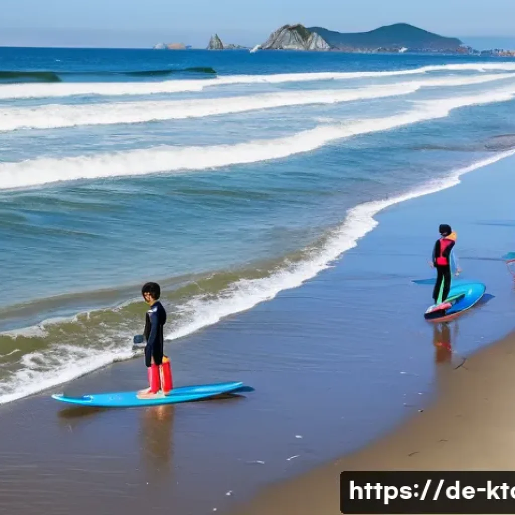 부산 송정 해수욕장 - **"A vibrant and welcoming surfing lesson at Songjeong Beach, South Korea, during a sunny day. A div...