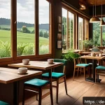 춘천 구봉산 카페거리 - A cozy café interior combining traditional warmth and modern design, featuring natural materials lik...