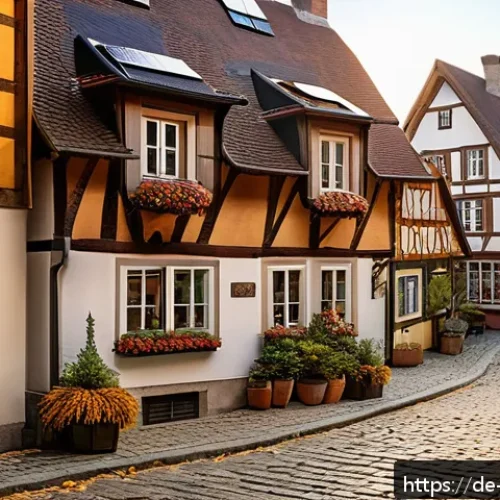 한옥 스테이 추천 - A serene traditional German timber-framed house nestled in a quaint village street during early autu...